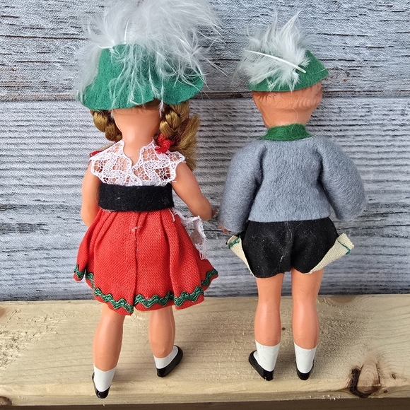 Vintage Celluloid Dolls Traditional German Bavarian Folk Set Of 2 Boy Girl 5" - Picture 2 of 7